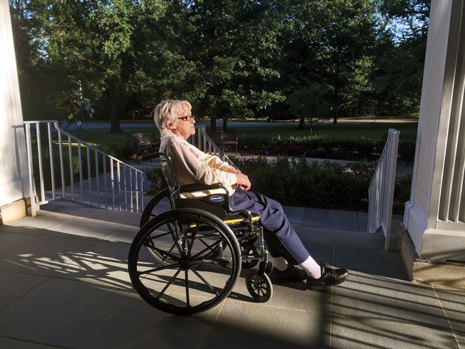 Wheelchair in sunshine