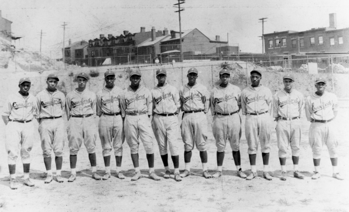 Portrait of members of the Homestead Grays baseball team as they